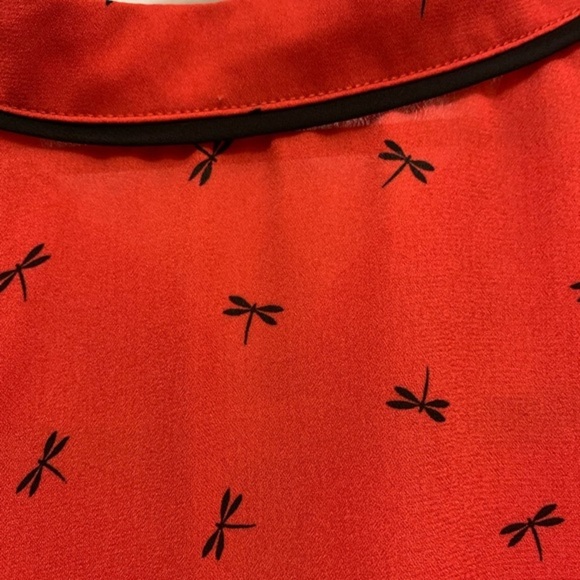 S.R. By Sweet Rain Dragon Fly Red Blouse Size M - Picture 4 of 7